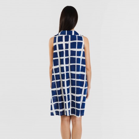 Vestido corto cuello y solapa soft Naroa azul marino