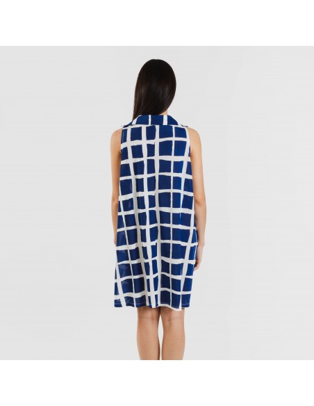 Vestido corto cuello y solapa soft Naroa azul marino Vestido corto cuello y solapa soft Naroa azul marino