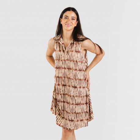 Vestido corto cuello y solapa soft Lemonade marrón