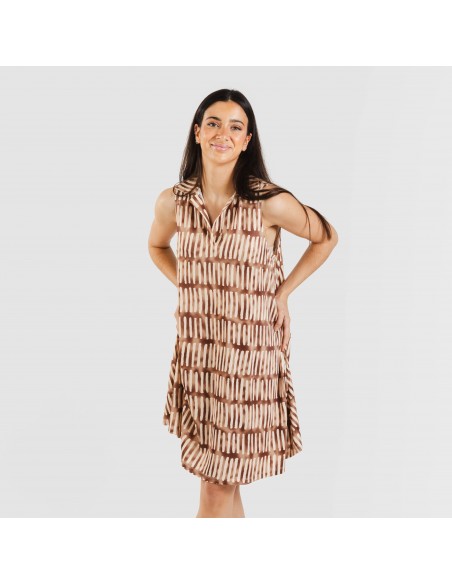 Vestido corto cuello y solapa soft Lemonade marrón Vestido corto cuello y solapa soft Lemonade marrón