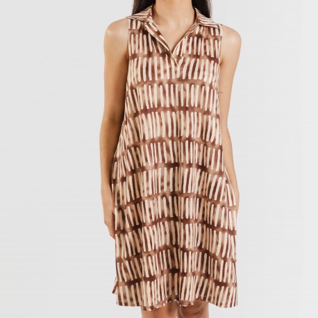 Vestido corto cuello y solapa soft Lemonade marrón