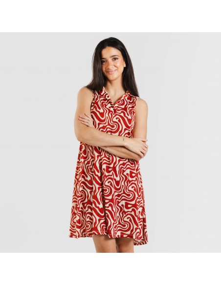 Vestido corto cuello y solapa soft Iratia teja Vestido corto cuello y solapa soft Iratia teja