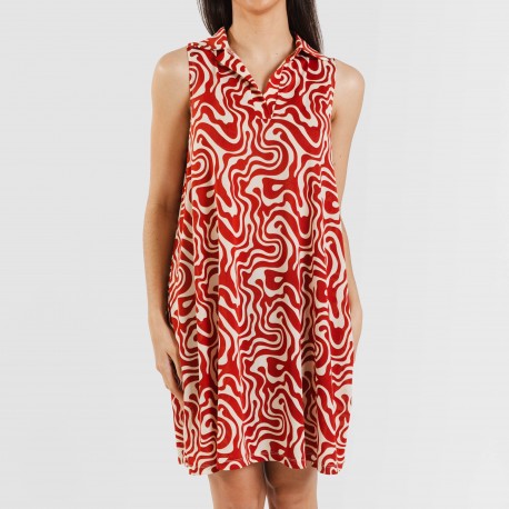 Vestido corto cuello y solapa soft Iratia teja