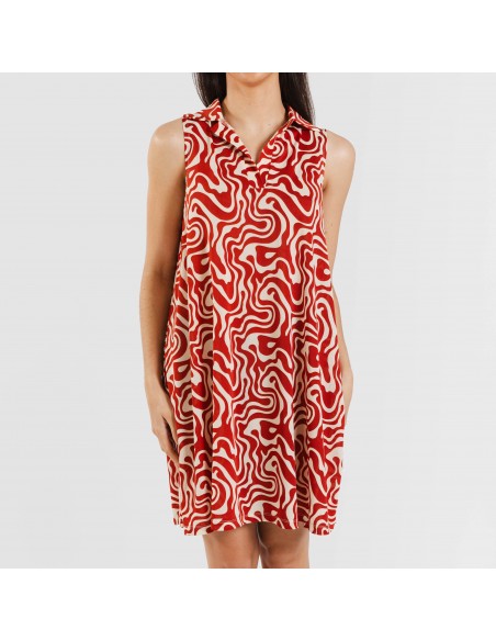 Vestido corto cuello y solapa soft Iratia teja Vestido corto cuello y solapa soft Iratia teja