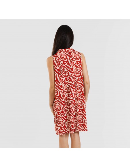 Vestido corto cuello y solapa soft Iratia teja Vestido corto cuello y solapa soft Iratia teja