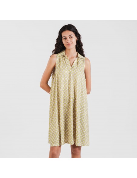 Vestido corto cuello y solapa soft Ohio verde lima Vestido corto cuello y solapa soft Ohio verde lima