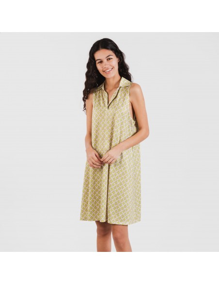 Vestido corto cuello y solapa soft Ohio verde lima Vestido corto cuello y solapa soft Ohio verde lima