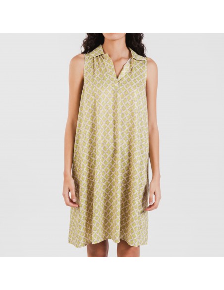 Vestido corto cuello y solapa soft Ohio verde lima Vestido corto cuello y solapa soft Ohio verde lima