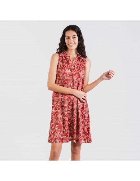 Vestido corto cuello y solapa soft Zumaia burdeos Vestido corto cuello y solapa soft Zumaia burdeos