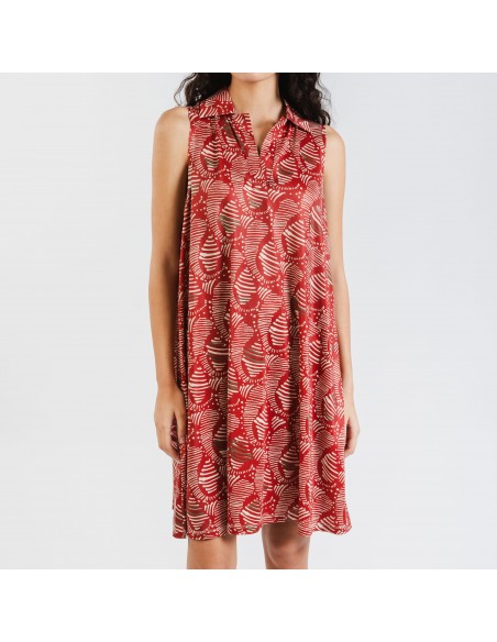 Vestido corto cuello y solapa soft Zumaia burdeos Vestido corto cuello y solapa soft Zumaia burdeos