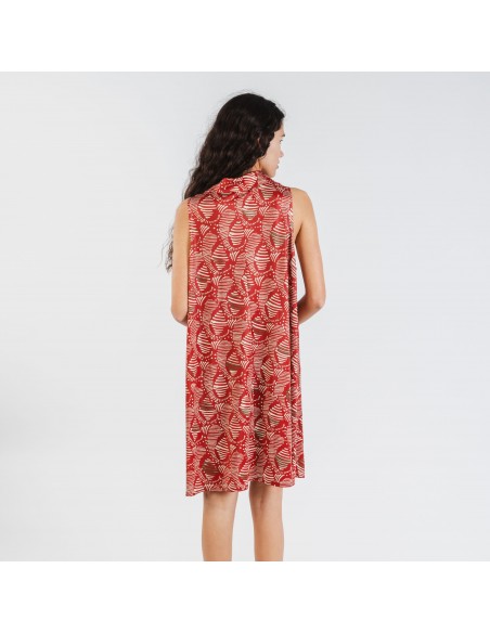 Vestido corto cuello y solapa soft Zumaia burdeos Vestido corto cuello y solapa soft Zumaia burdeos