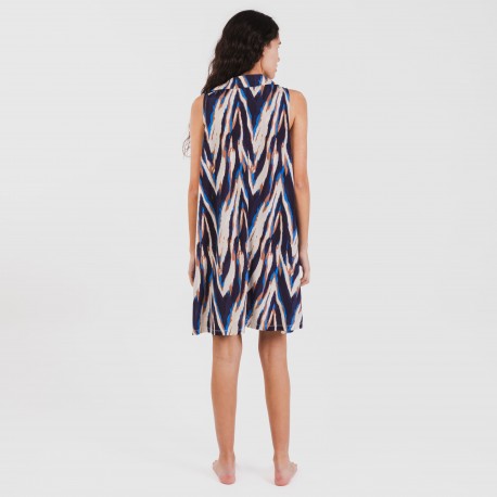 Vestido corto cuello y solapa soft Catherine azul