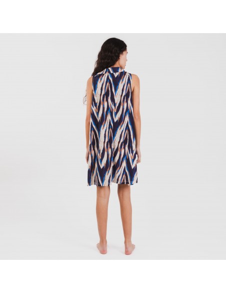 Vestido corto cuello y solapa soft Catherine azul Vestido corto cuello y solapa soft Catherine azul