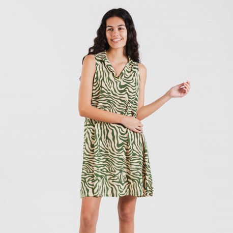 Vestido corto cuello y solapa soft Palmina verde