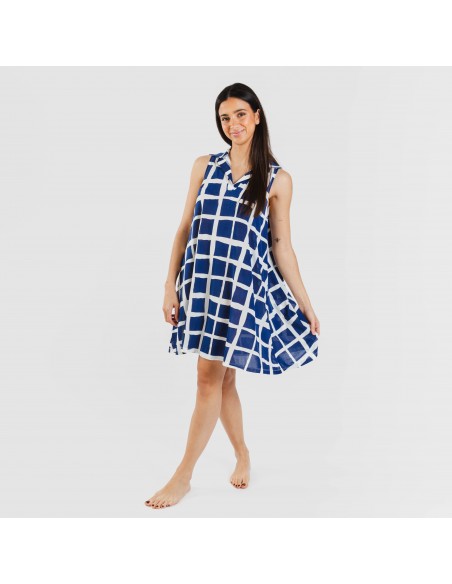 Vestido corto cuello y solapa soft Naroa azul marino Vestido corto cuello y solapa soft Naroa azul marino