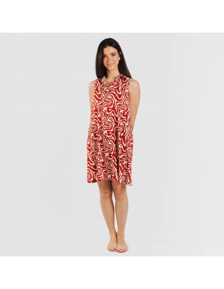 Vestido corto cuello y solapa soft Iratia teja Vestido corto cuello y solapa soft Iratia teja