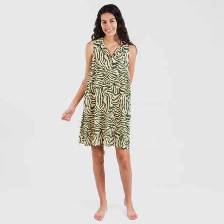 Vestido corto cuello y solapa soft Palmina verde