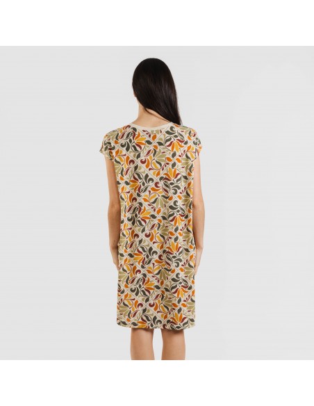 Vestido corto manga fluida crepe Cilian Vestido corto manga fluida crepe Cilian