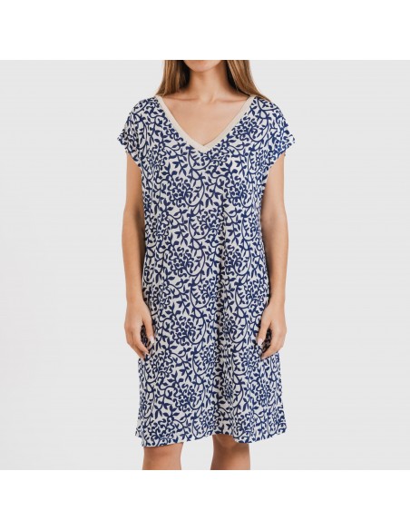 Vestido corto manga fluida soft Meritxell azul marino Vestido corto manga fluida soft Meritxell azul marino