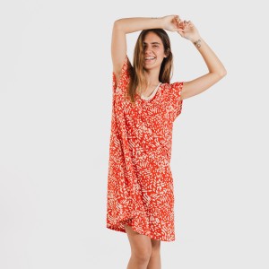 Vestido corto manga fluida soft Miquela teja 2