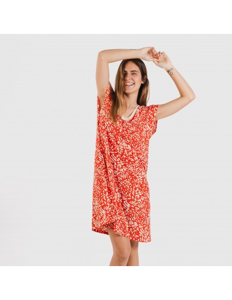 Vestido corto manga fluida soft Miquela teja Vestido corto manga fluida soft Miquela teja