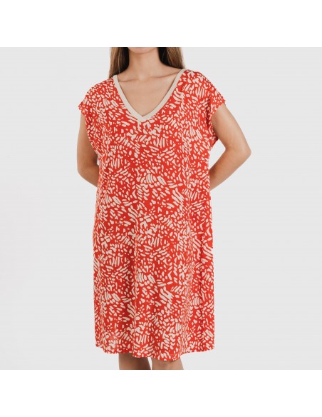 Vestido corto manga fluida soft Miquela teja Vestido corto manga fluida soft Miquela teja