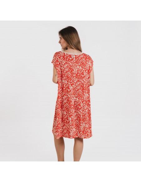 Vestido corto manga fluida soft Miquela teja Vestido corto manga fluida soft Miquela teja