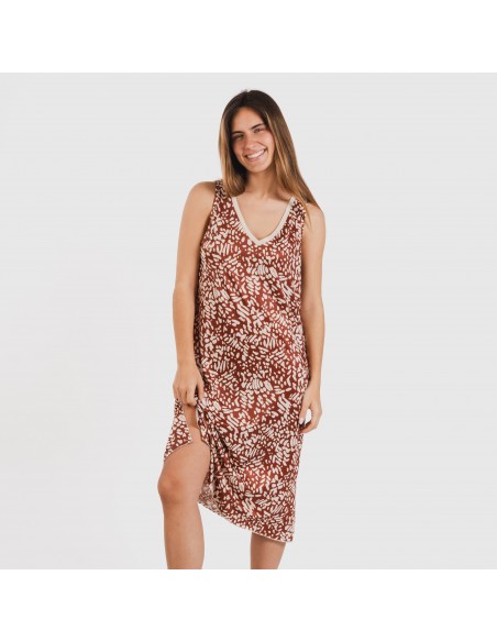 Vestido midi tirantes soft Miquela marrón Vestido midi tirantes soft Miquela marrón