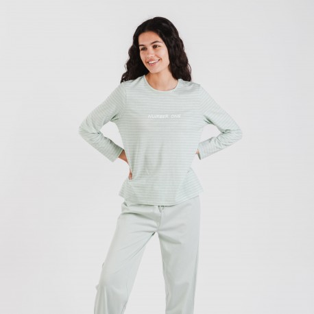 Pijama largo algodón Denis verde tiffany