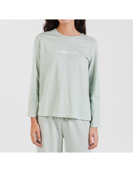 Pijama largo algodón Denis verde tiffany