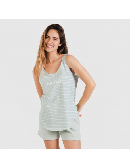 Pijama corto algodón Denis verde tiffany Pijama corto algodón Denis verde tiffany