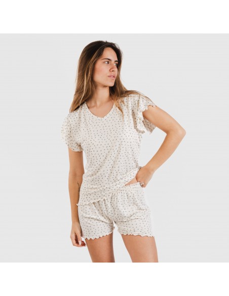 Pijama manga corta mujer soft Iris natural Pijama manga corta mujer soft Iris natural