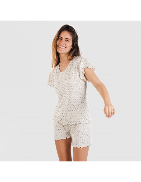 Pijama manga corta mujer soft Iris natural Pijama manga corta mujer soft Iris natural