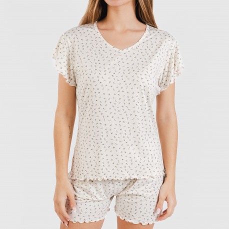 Pijama manga corta mujer soft Iris natural