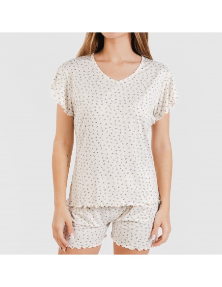 Pijama manga corta mujer soft Iris natural Pijama manga corta mujer soft Iris natural