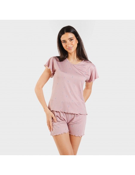 Pijama manga corta mujer soft Melanie malva