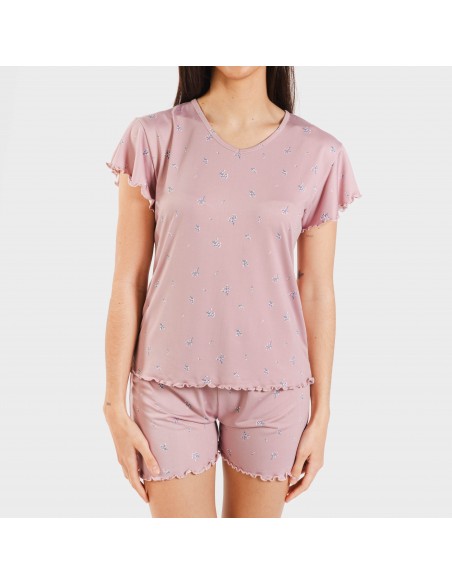 Pijama manga corta mujer soft Melanie malva