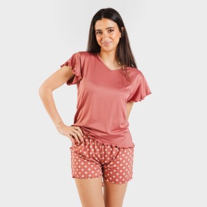 Pijama manga corta mujer soft Missy marsala 2