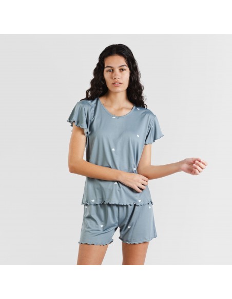 Pijama manga corta mujer soft Hearts indigo Pijama manga corta mujer soft Hearts indigo