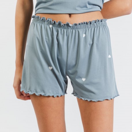 Pijama manga corta mujer soft Hearts indigo