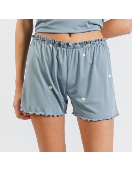 Pijama manga corta mujer soft Hearts indigo Pijama manga corta mujer soft Hearts indigo