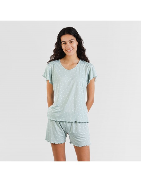 Pijama manga corta mujer soft Natalie verde tiffany Pijama manga corta mujer soft Natalie verde tiffany