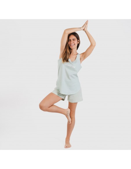 Pijama corto algodón Denis verde tiffany Pijama corto algodón Denis verde tiffany