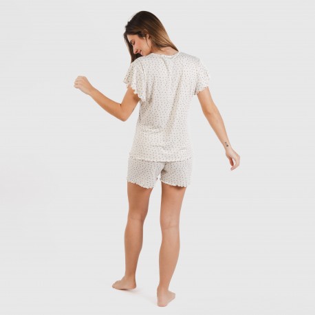 Pijama manga corta mujer soft Iris natural