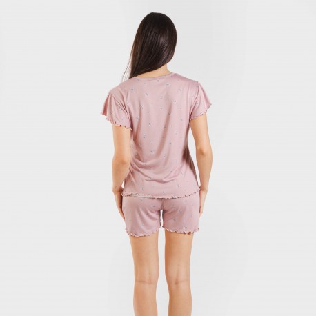 Pijama manga corta mujer soft Melanie malva