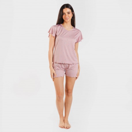 Pijama manga corta mujer soft Melanie malva