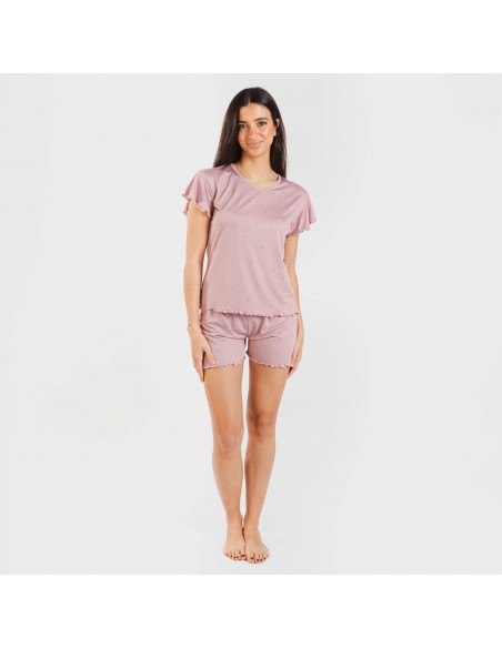 Pijama manga corta mujer soft Melanie malva