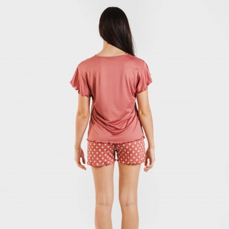Pijama manga corta mujer soft Missy marsala