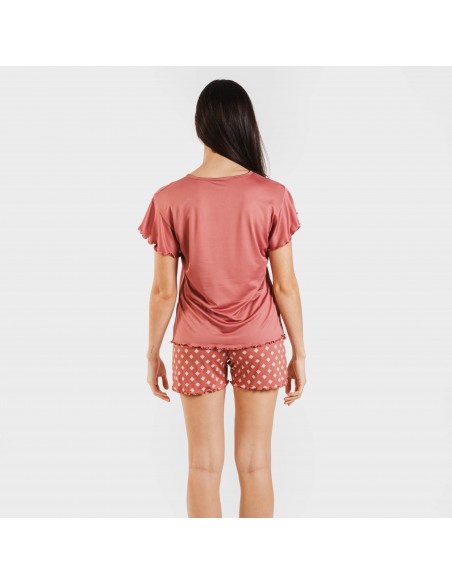 Pijama manga corta mujer soft Missy marsala