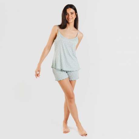 Pijama tirantes mujer soft Natalie verde tiffany